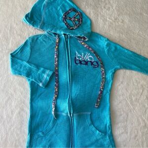 Vintage Billabong Hoodie Thermal Quarter Sleeve Peace Sign Floral Embroidered XS